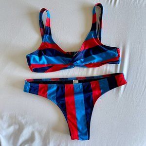 Solid & Striped Bikini Set - Small